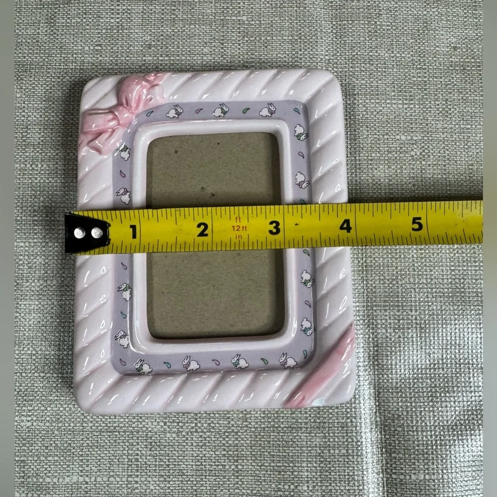 Vintage Burnes Ceramic Bunny Photo Frame: 90s Home Decor